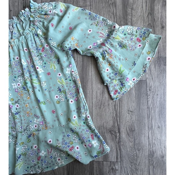 Spense Floral Blouse – Women's Size M – Mint Green Boho Top - Picture 11 of 12